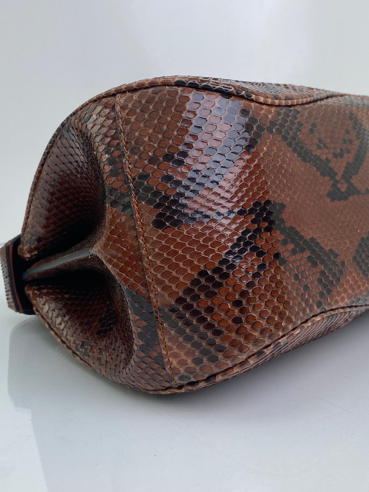 Gucci Brown Lady Lock Python & Bamboo Top Handle Bag SHW