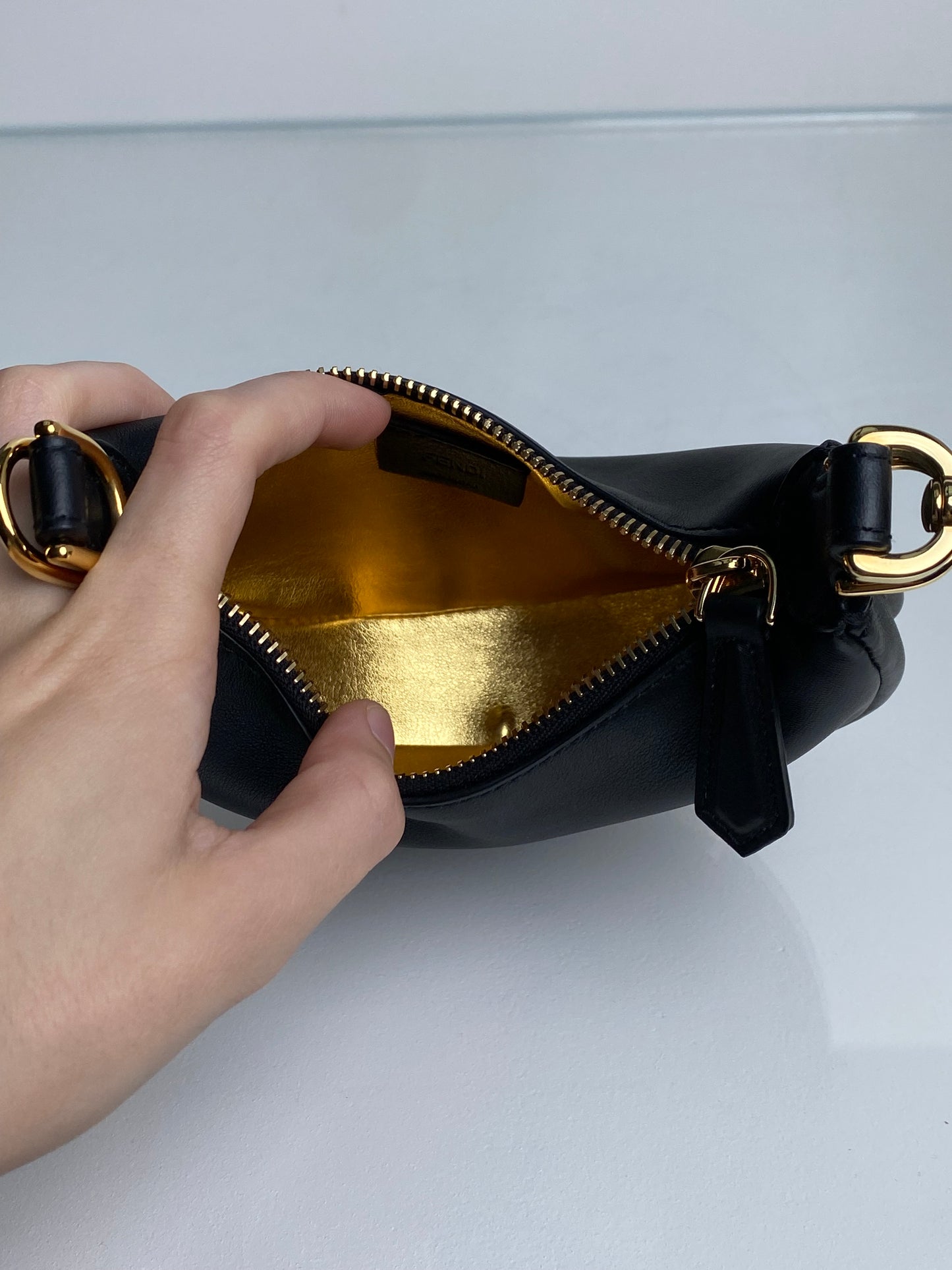 Fendi Black Nano Fendigraphy Bag / Charm GHW