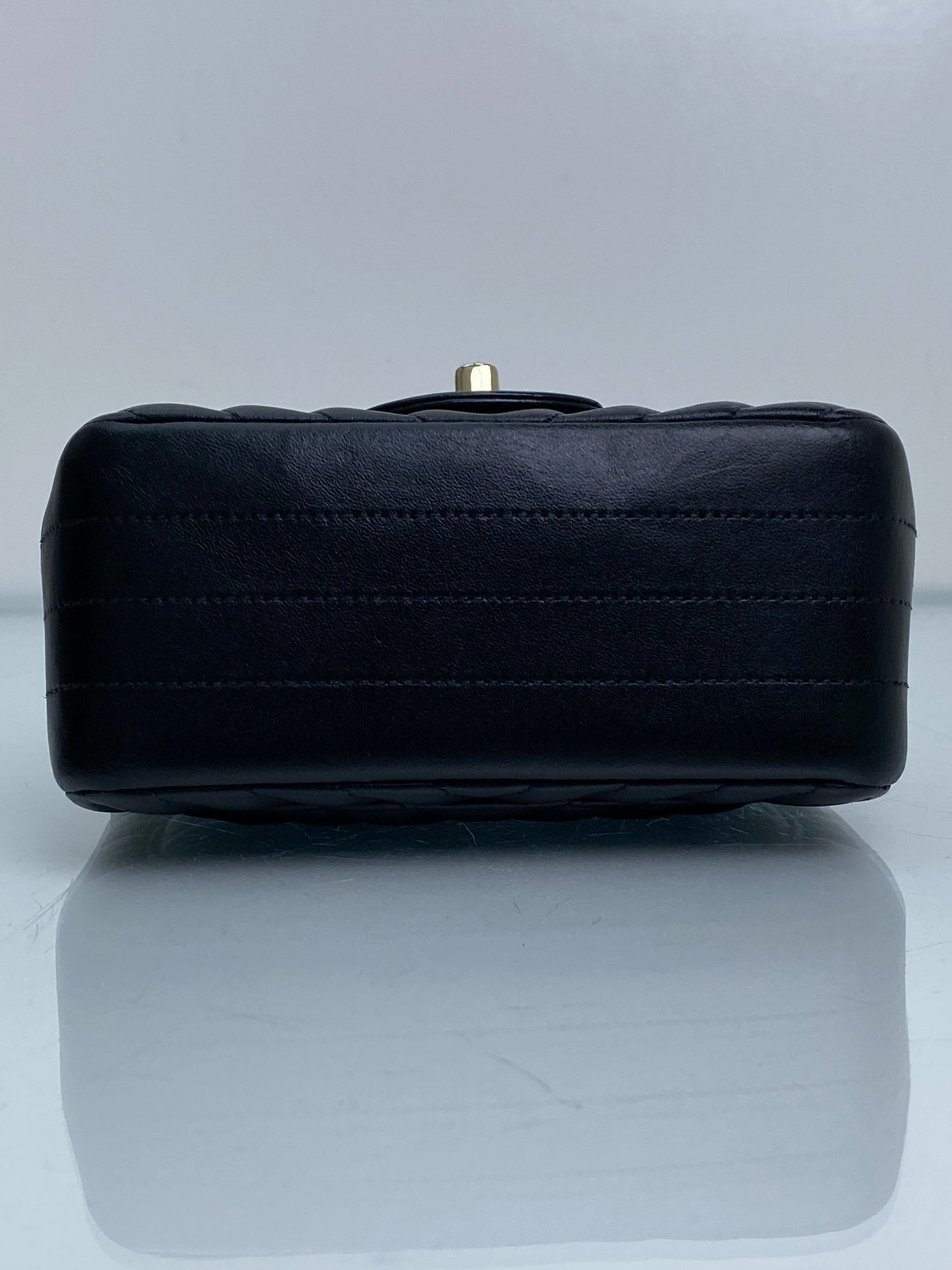 Chanel Black Chevron Lambskin Classic Mini Square Flap Bag GHW #23