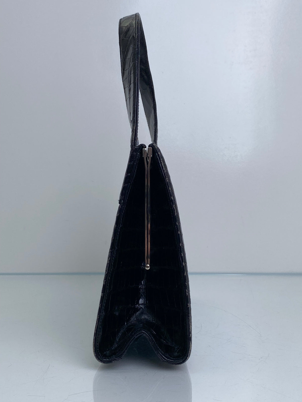 Gucci Vintage Black Crocodile Shoulder Bag SHW