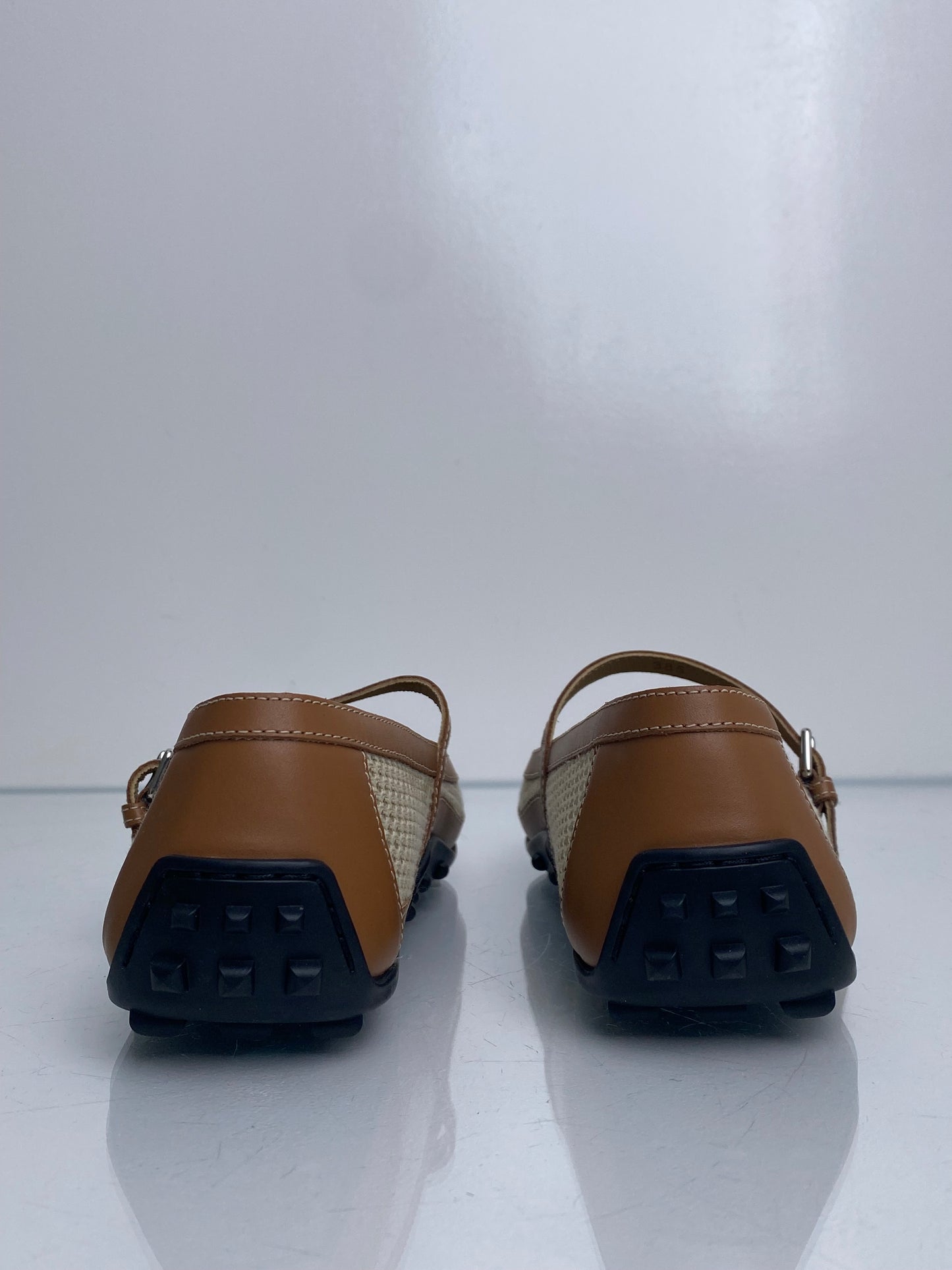 Hermes Gold & Cream Kichu Mary Jane Flats,  38.5