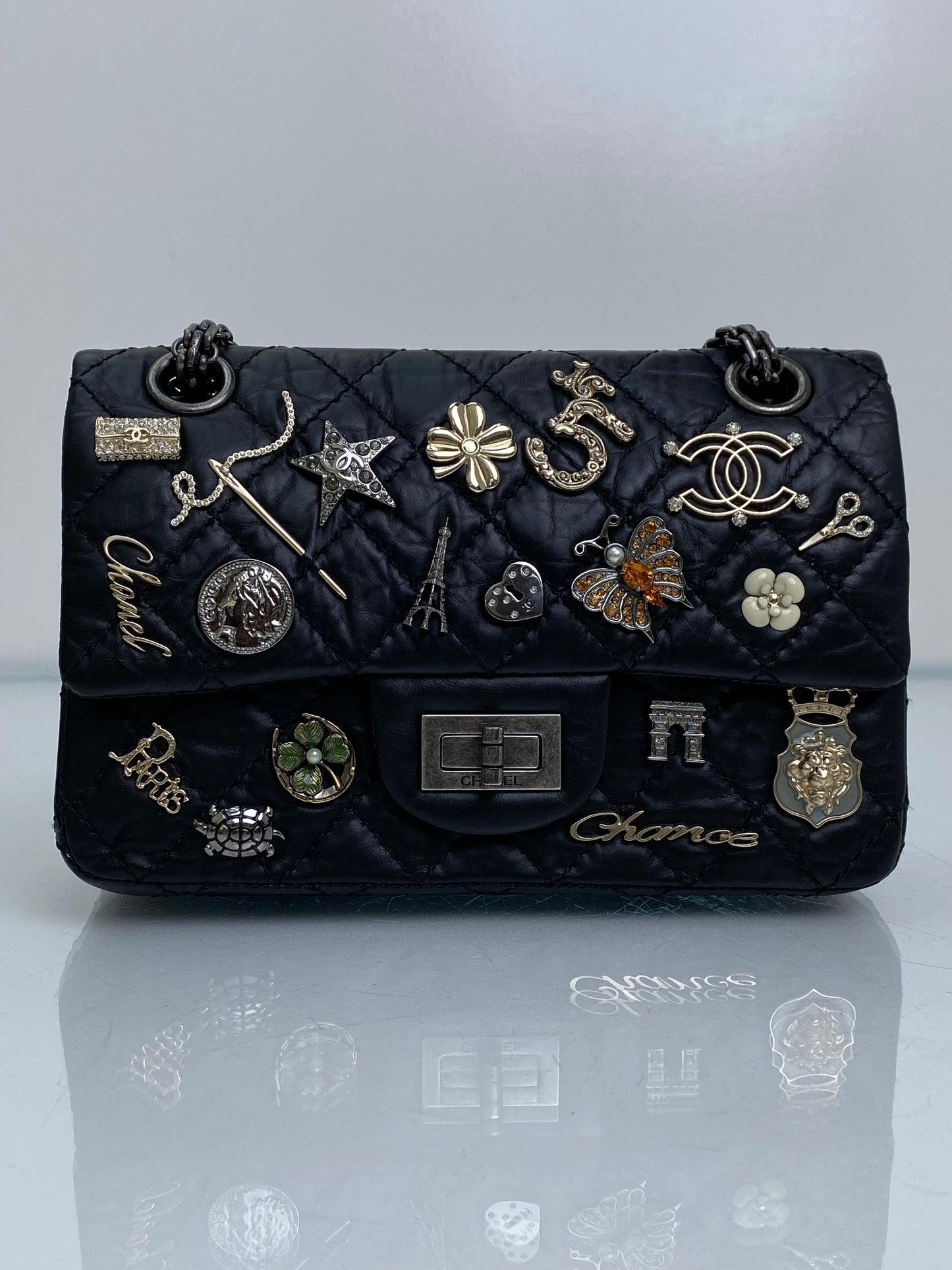 Chanel Black Small 2.55 Reissue Lucky Charms Calfskin Bag RHW