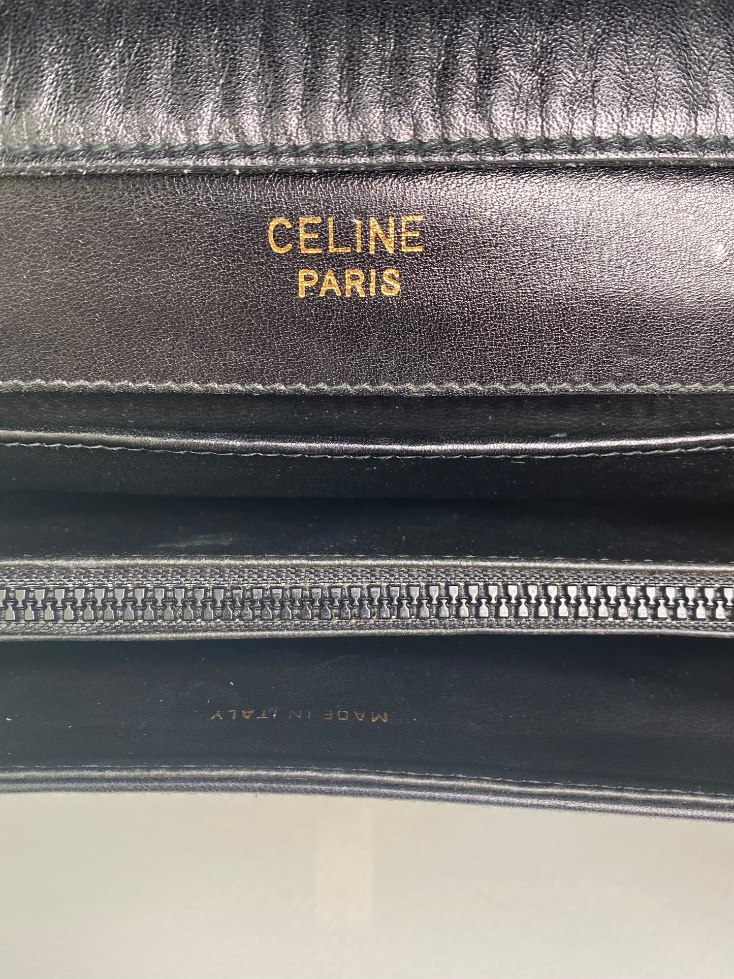 Celine Vintage Black Calfskin Leather Shoulder Bag GHW
