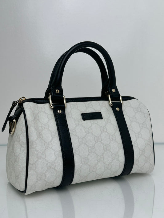 Gucci White / Black Mini Boston Bag GHW