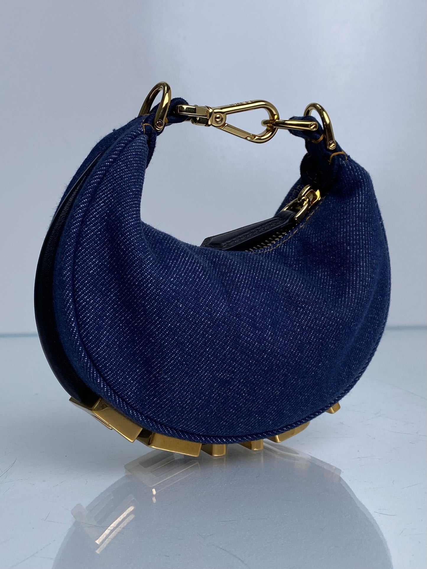 Fendi Blue Denim Fendigraphy Nano Bag / Charm GHW