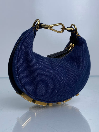 Fendi Blue Denim Fendigraphy Nano Bag / Charm GHW