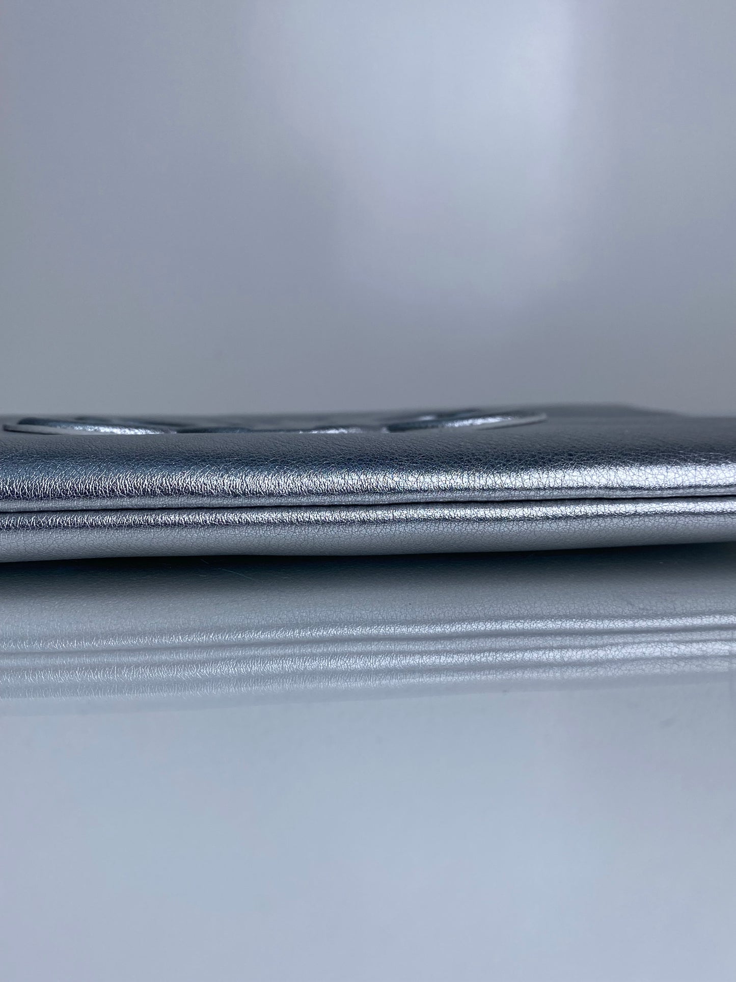 Celine Cuir Triomphe Small Pouch Metallic Silver