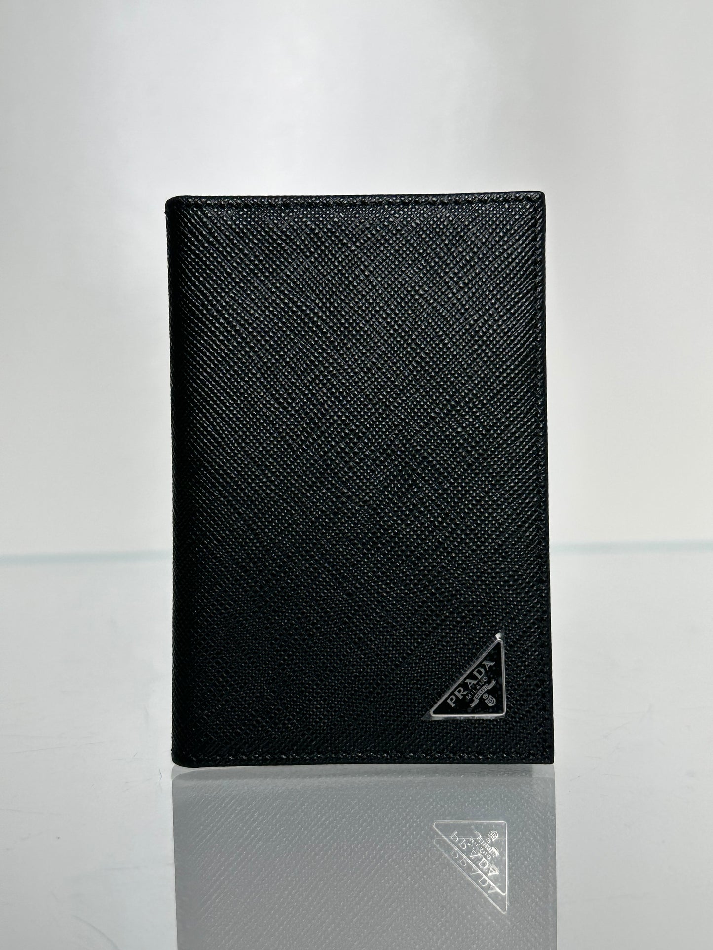 Prada Black Saffiano Slim Bifold Cardholder SHW