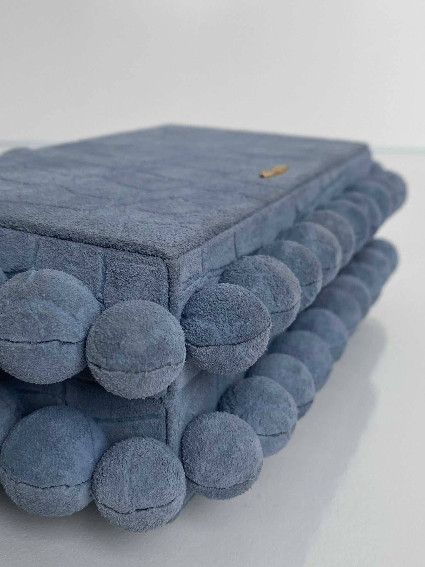 Cult Gaia Blue Croc Embossed Suede Clutch GHW