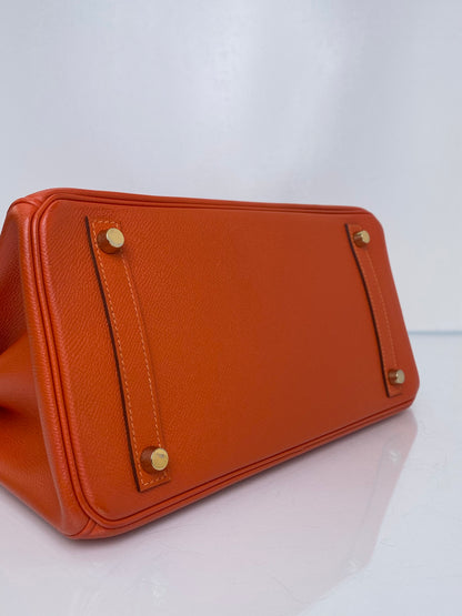 Hermes Birkin 30 Orange Poppy Epsom GHW #R