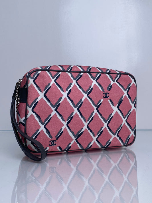 Chanel Coco Beach Pink Canvas/Leather Pouch SHW #26