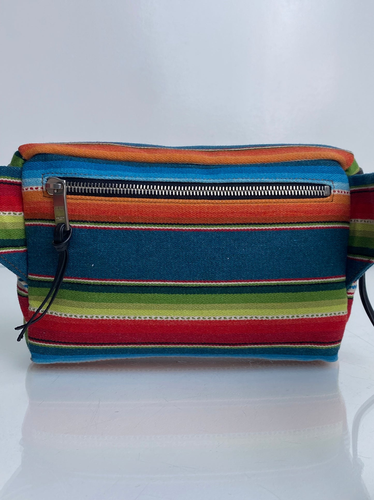 Saint Laurent Blue, Green, & Red Striped Wool Bum Bag SHW