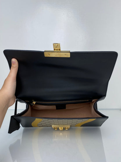 Gucci Supreme Black & Gold Padlock Shoulder Bag