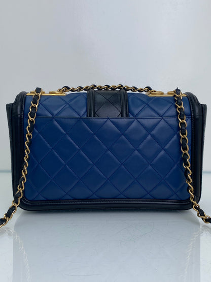 Chanel Navy & Black Elegant CC Medium Flap Bag GHW