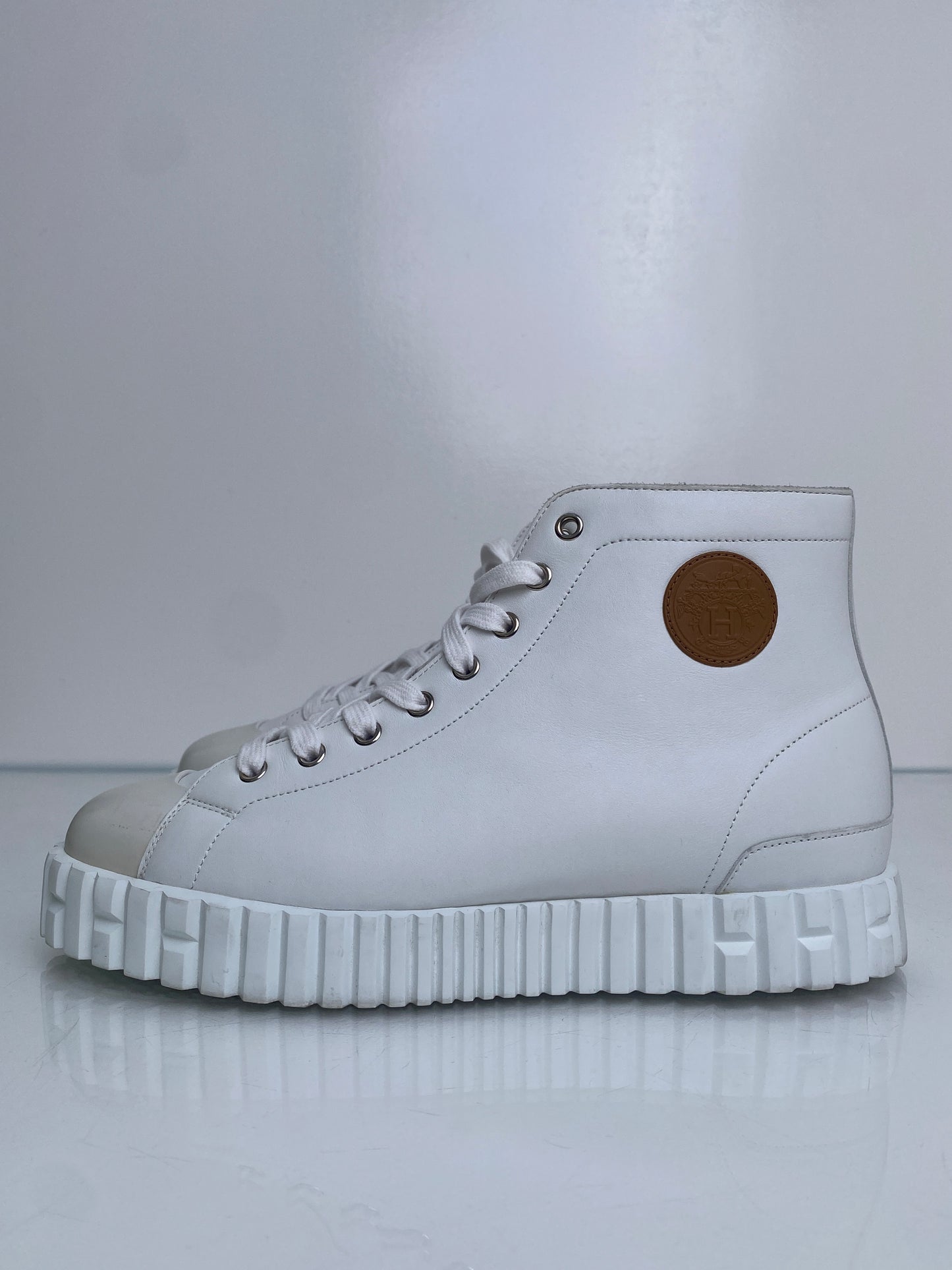 Hermes White Climb High Top Sneakers, 41