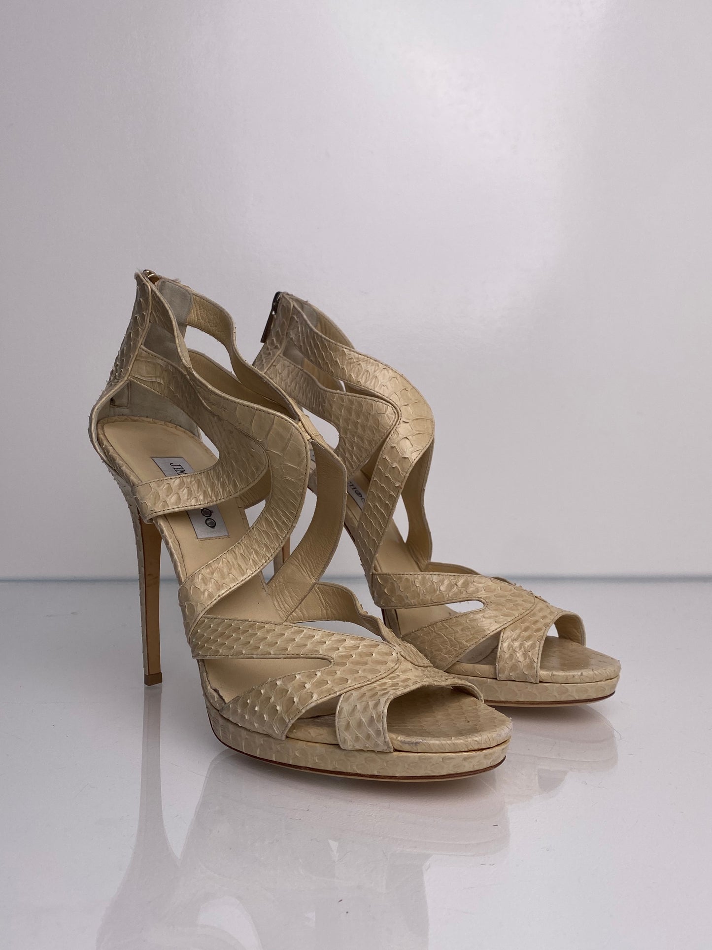 Jimmy Choo Tan Snakeskin Heels, 43