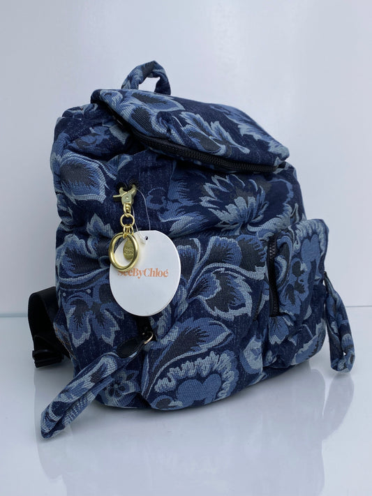 SeeByChloe Denim Floral Backpack