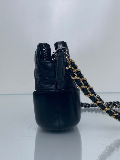 Chanel Gabrielle Black Mini Crinkled Calfskin/Smooth Leather Bag TTHW