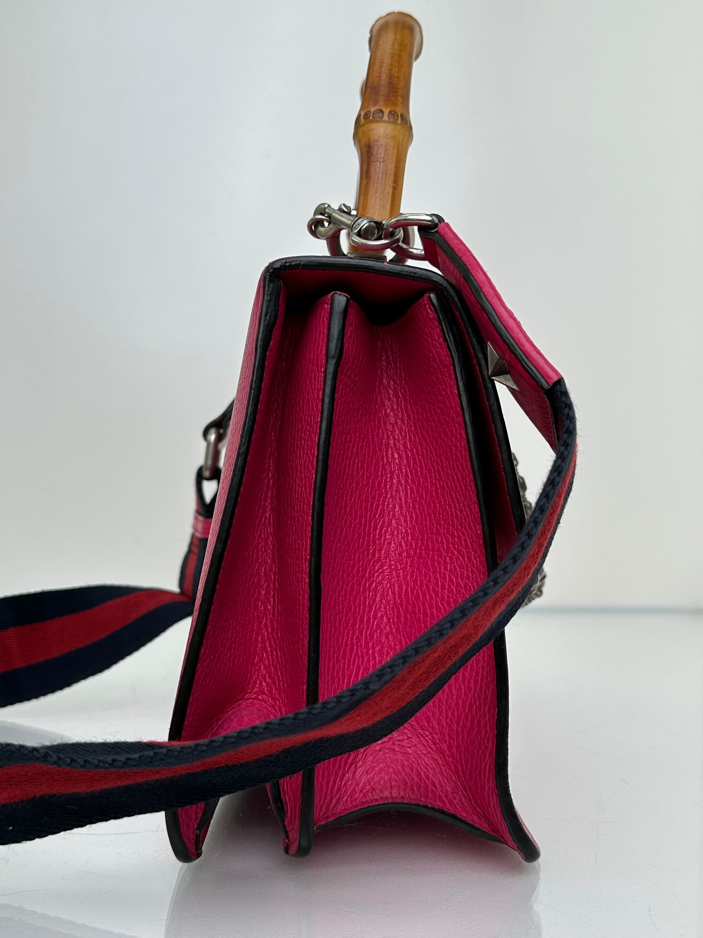 Gucci Hot Pink Leather Bamboo Tophandle Dionysus Bag SHW
