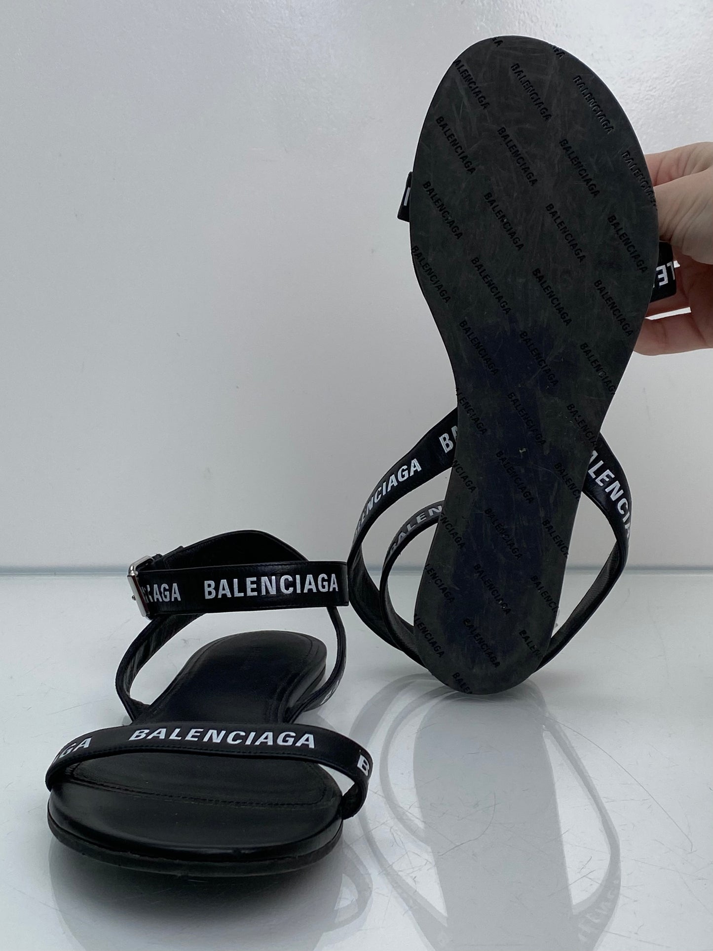 Balenciaga Black Logo Wrap Sandals, 38