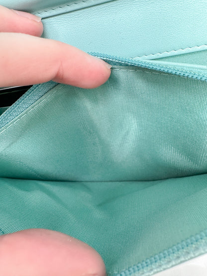 Chanel Tiffany Blue Caviar Boy Wallet On Chain GHW