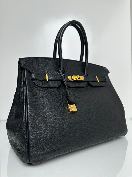 Hermes Birkin 35 Black Togo GHW #Q