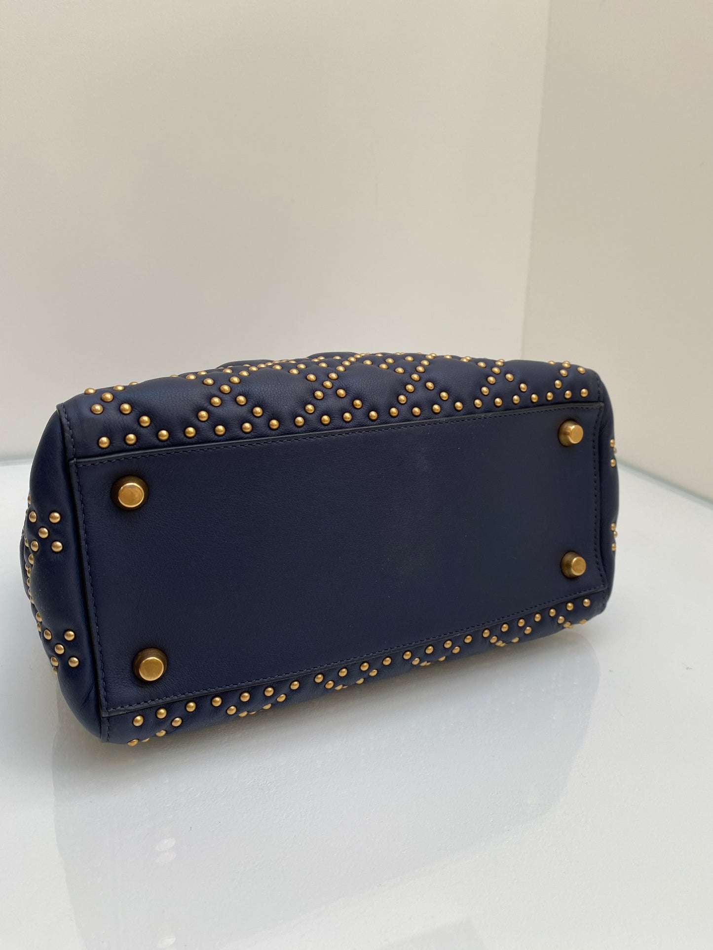 Christian Dior Navy Lady Dior Cannage Bag