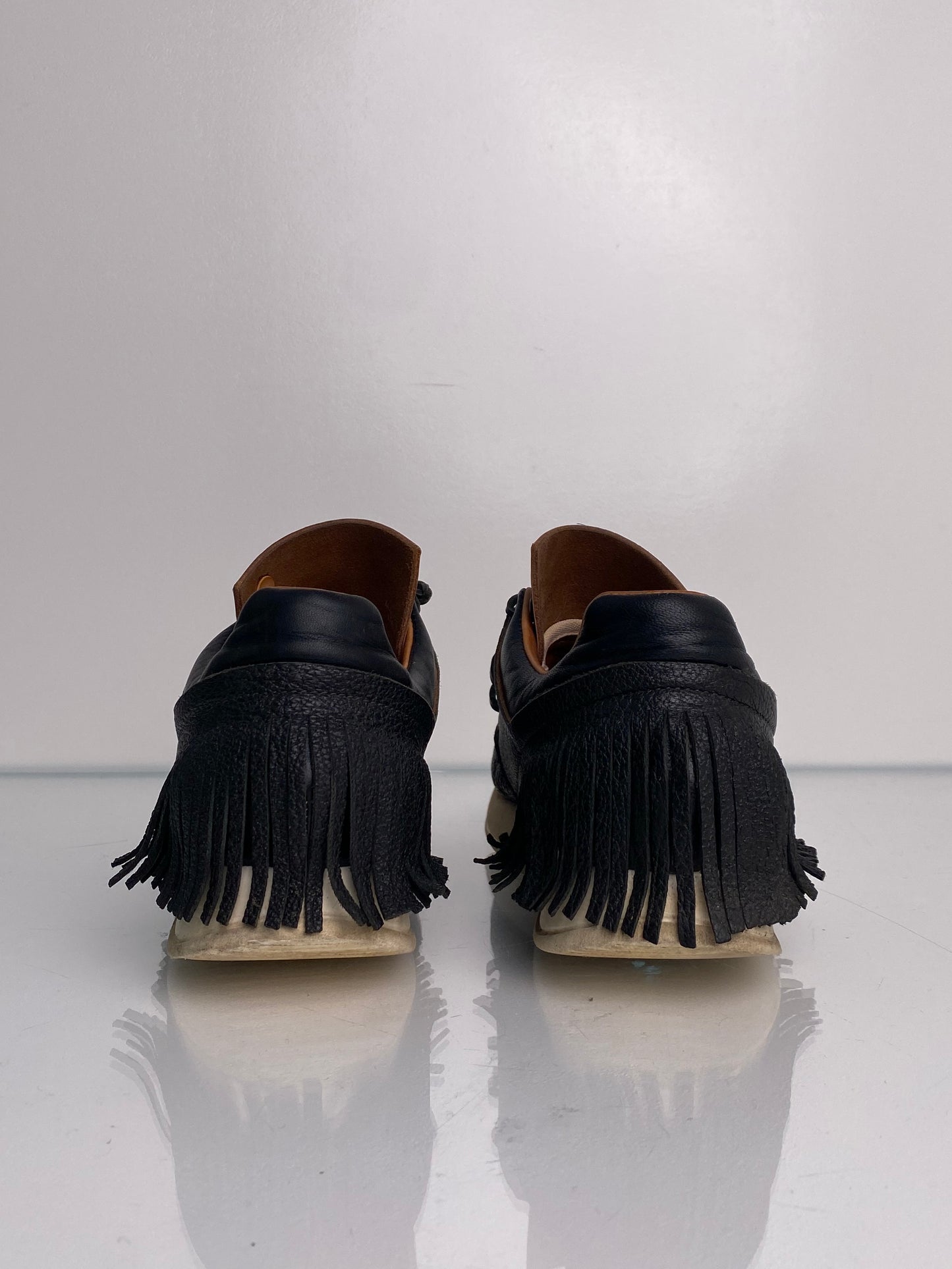 EsseUtEsse Black Leather Fringe Sneakers, 38