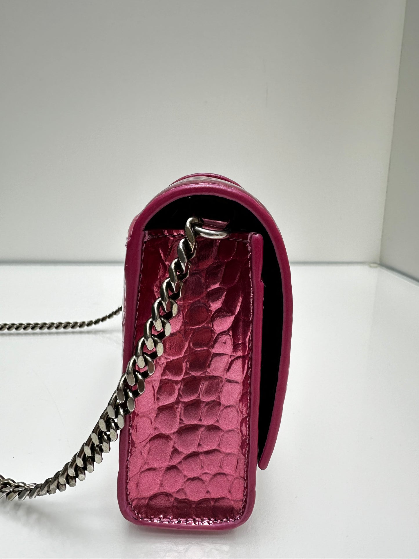 Balenciaga Pink Croc Embossed Crossbody