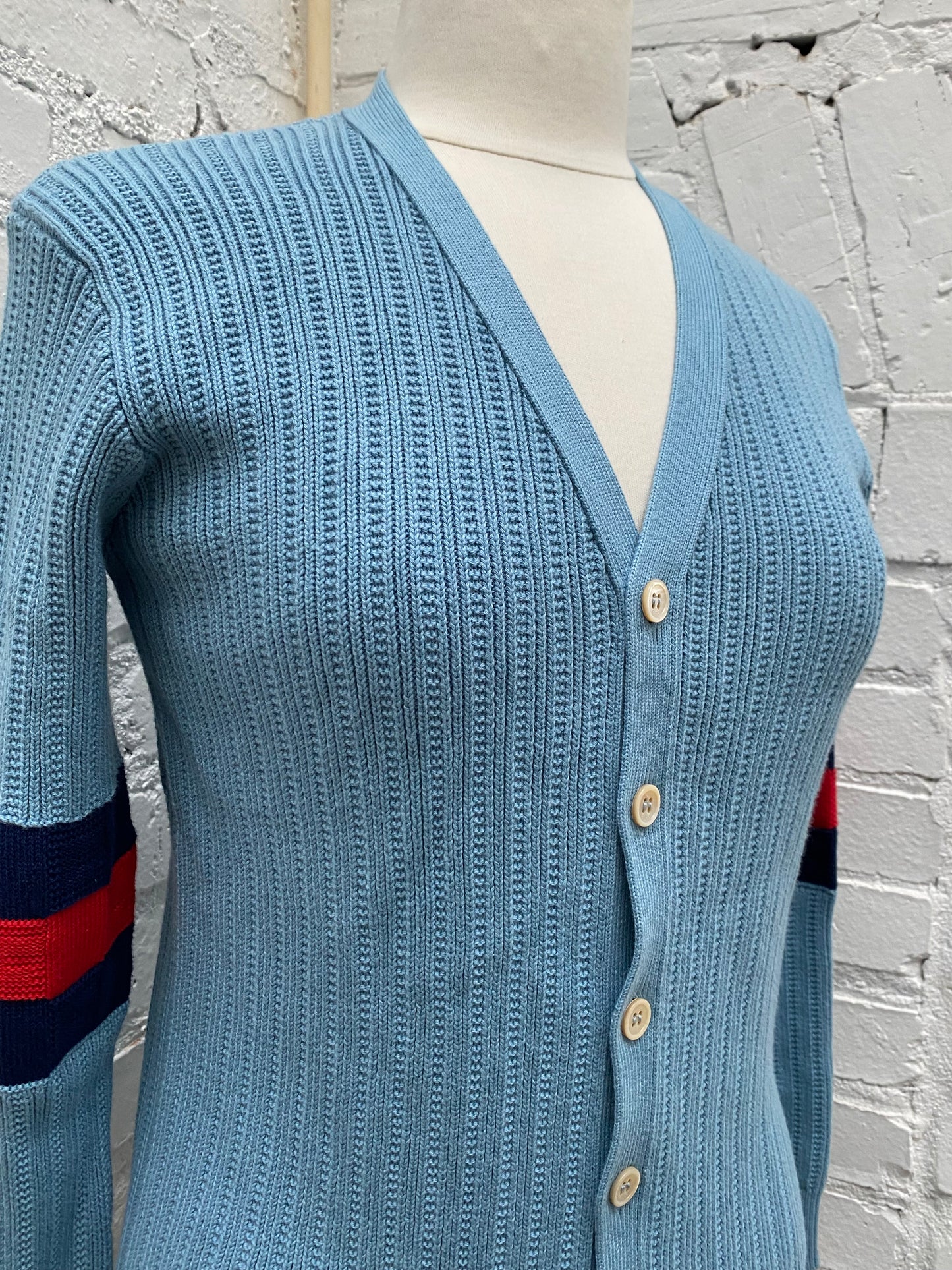 Gucci Kids Blue Web-Striped Varsity Cardigan, 12Y