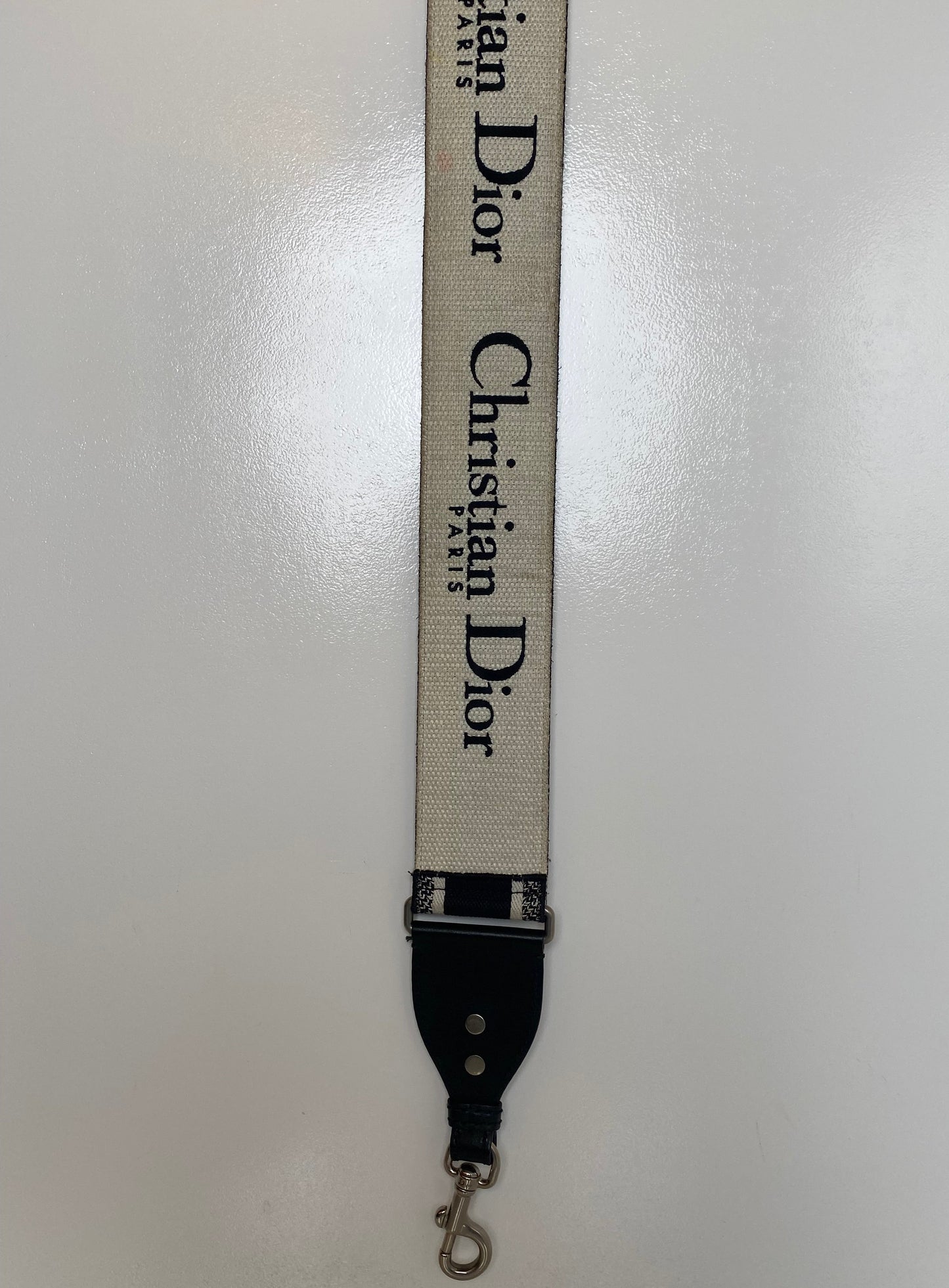 Dior Black & White "Christian Dior" Bag Strap SHW