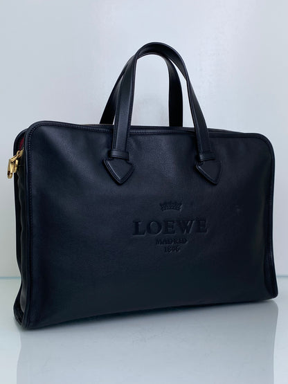 Loewe Black Leather Logo Tote GHW