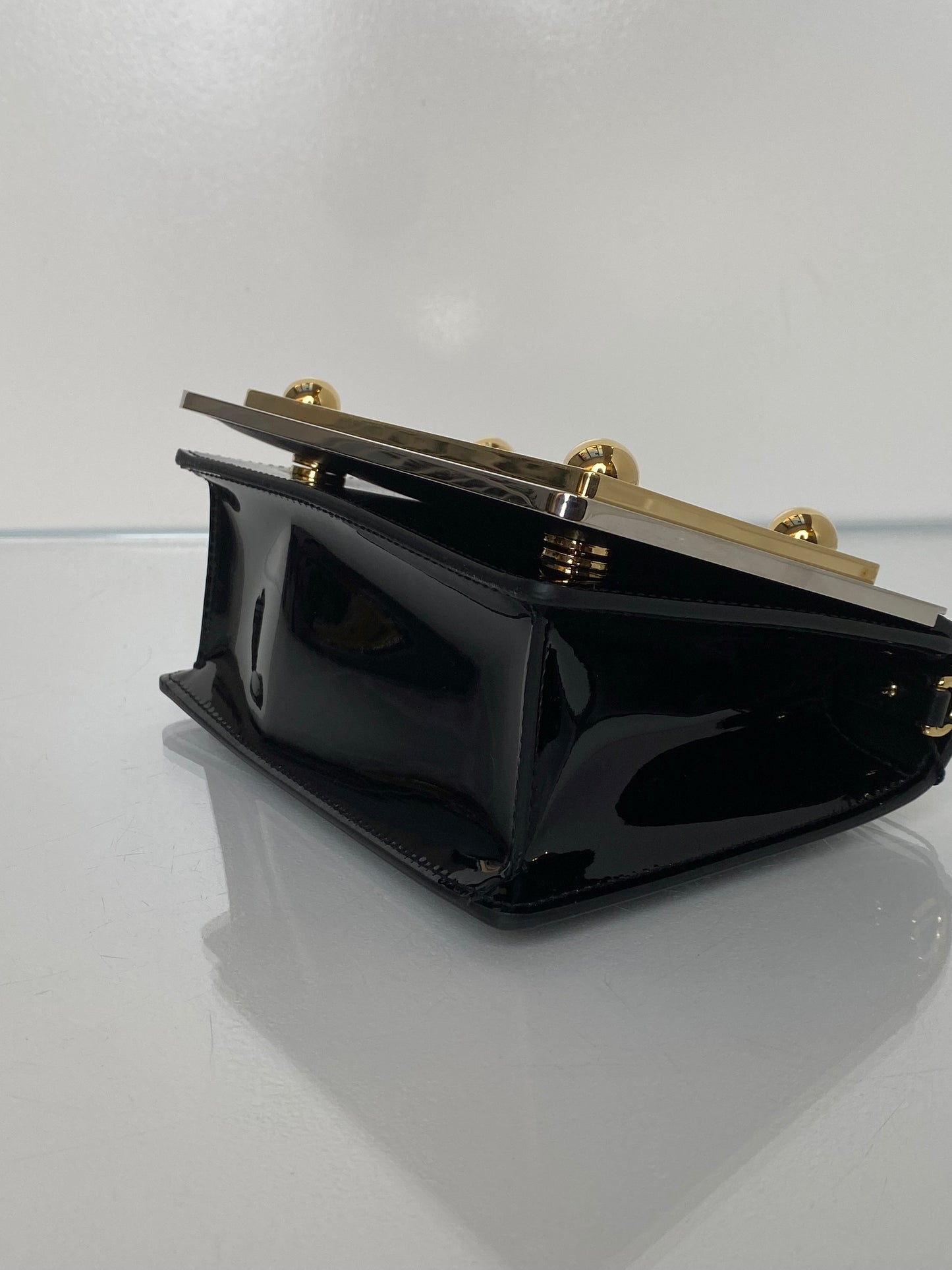 Dolce & Gabbana Black Patent & TTHW Plate Bag GHW