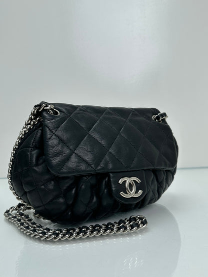 Chanel Black Quilted Chain Around Flap Crossbody Bag SHW