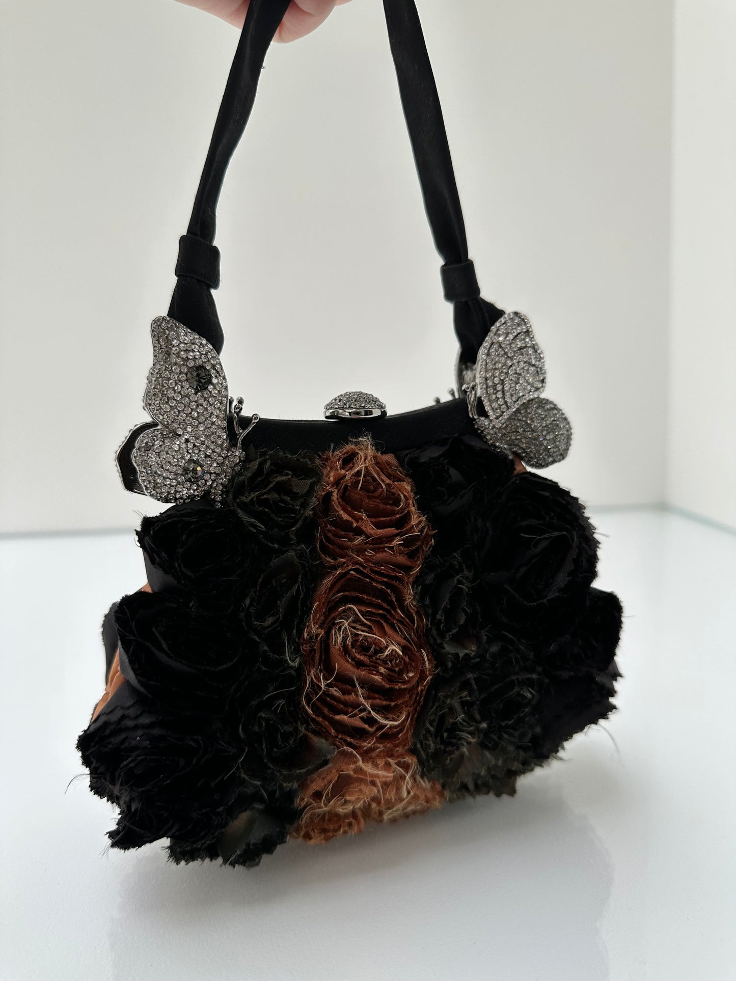 Valentino Brown & Black Rose Mini Bag