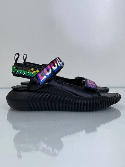 Louis Vuitton Black & Multicolor "Race Underwater" Dad Sandals, 38.5