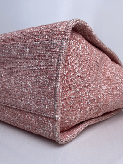 Chanel Pink Glitter Deauville Tweed Medium Tote Bag SHW