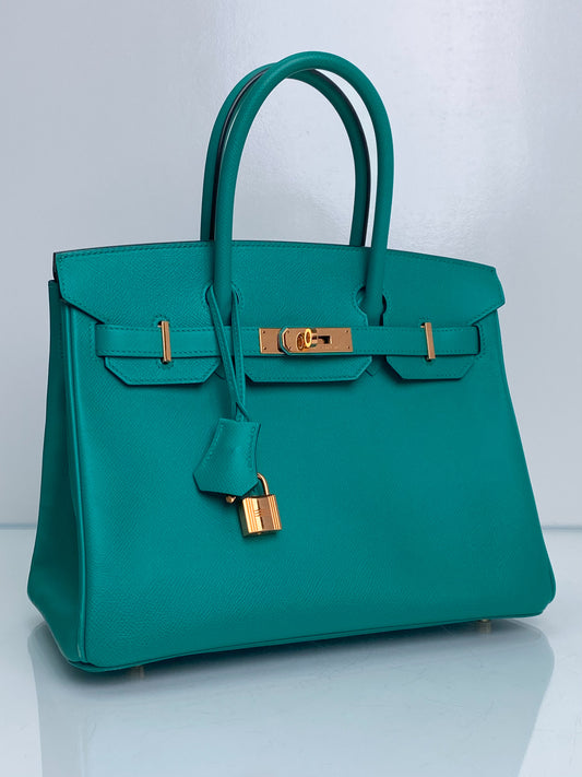Hermes Birkin 30 Bleu Paon Epsom GHW #X