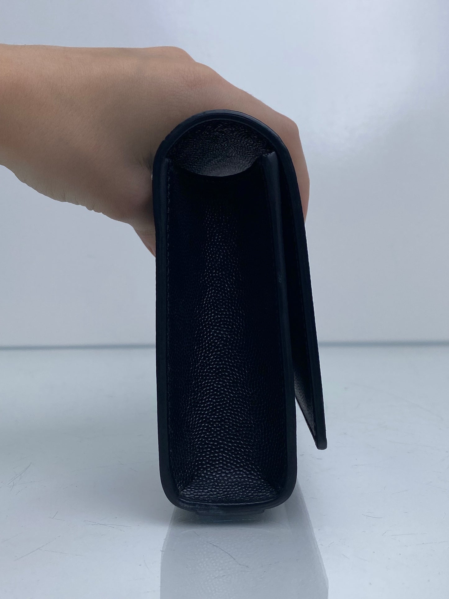 Saint Laurent Black YSL Logo Clutch GHW
