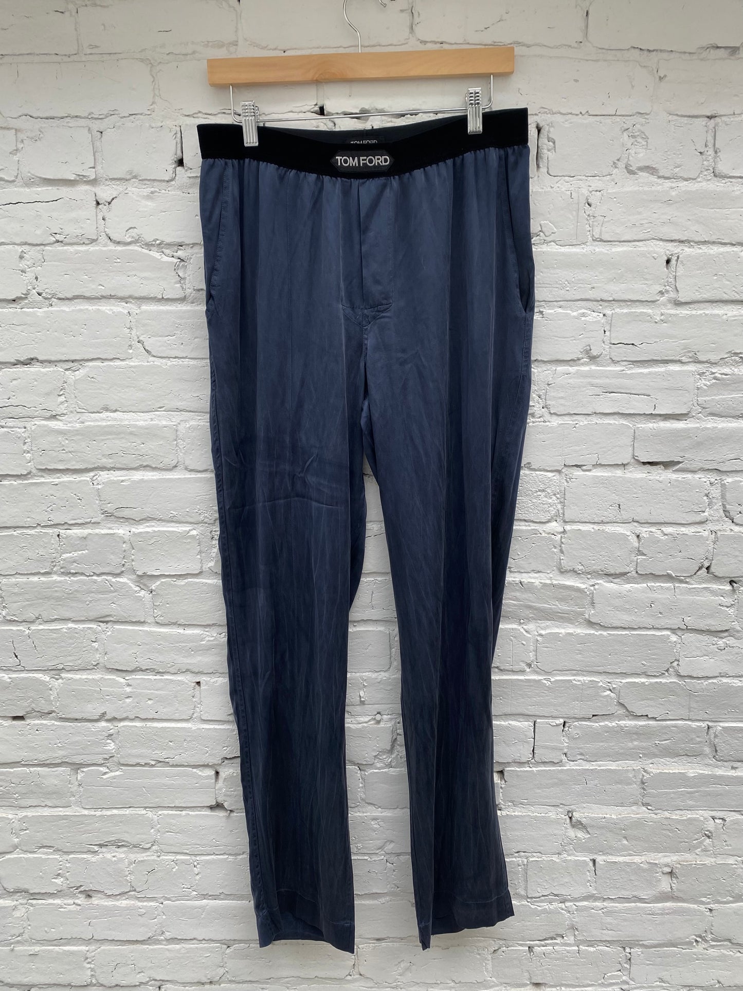 Tom Ford Navy Silk & Velvet Pants, L