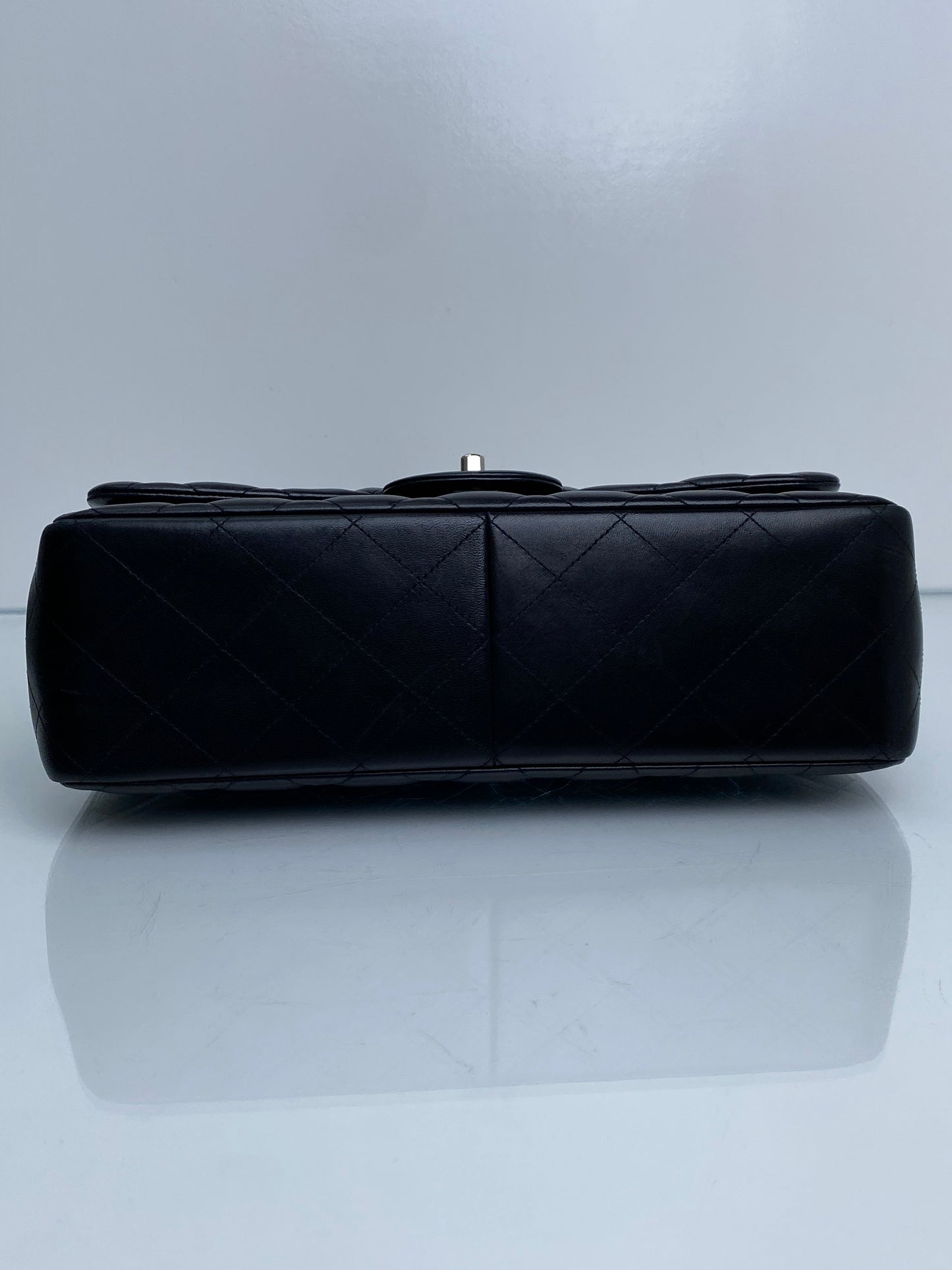 Chanel Black Quilted Lambskin Classic Double Flap Jumbo Bag SHW #19