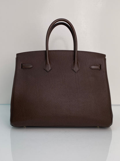 Hermes Birkin 35 Chocolate Togo GHW #Q