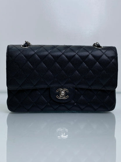 Chanel Black Caviar Classic Double Flap Medium Bag SHW #12