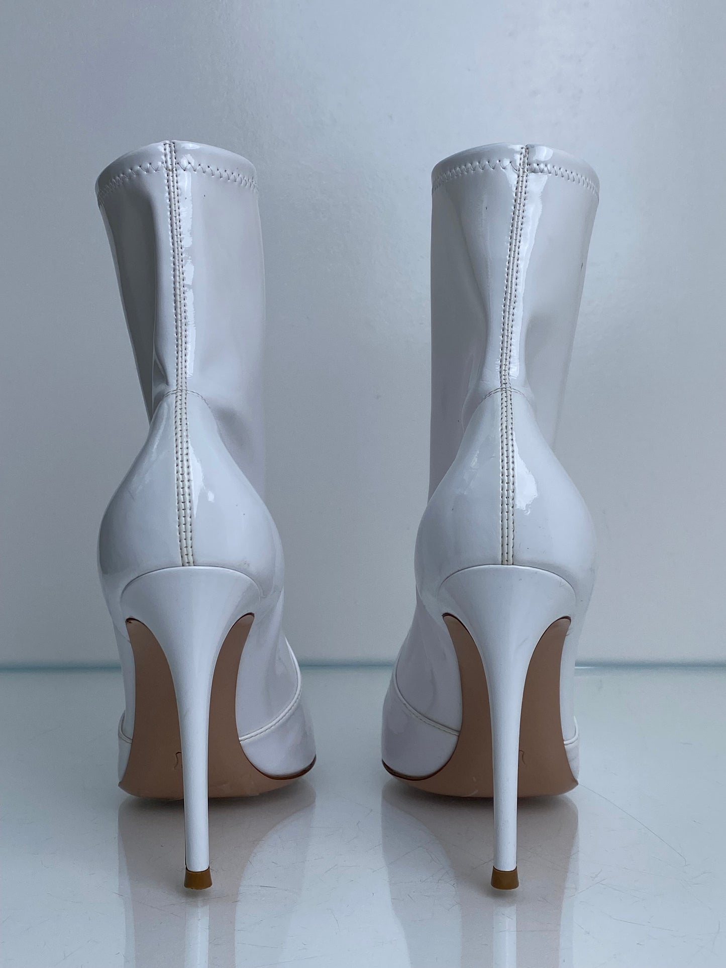 Gianvito Rossi White Patent Booties, 39