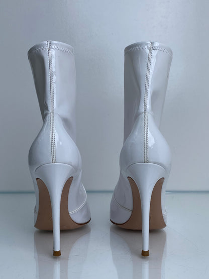 Gianvito Rossi White Patent Booties, 39