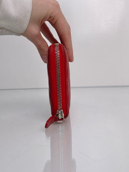 Chanel Red Quilted Caviar Zippy Wallet