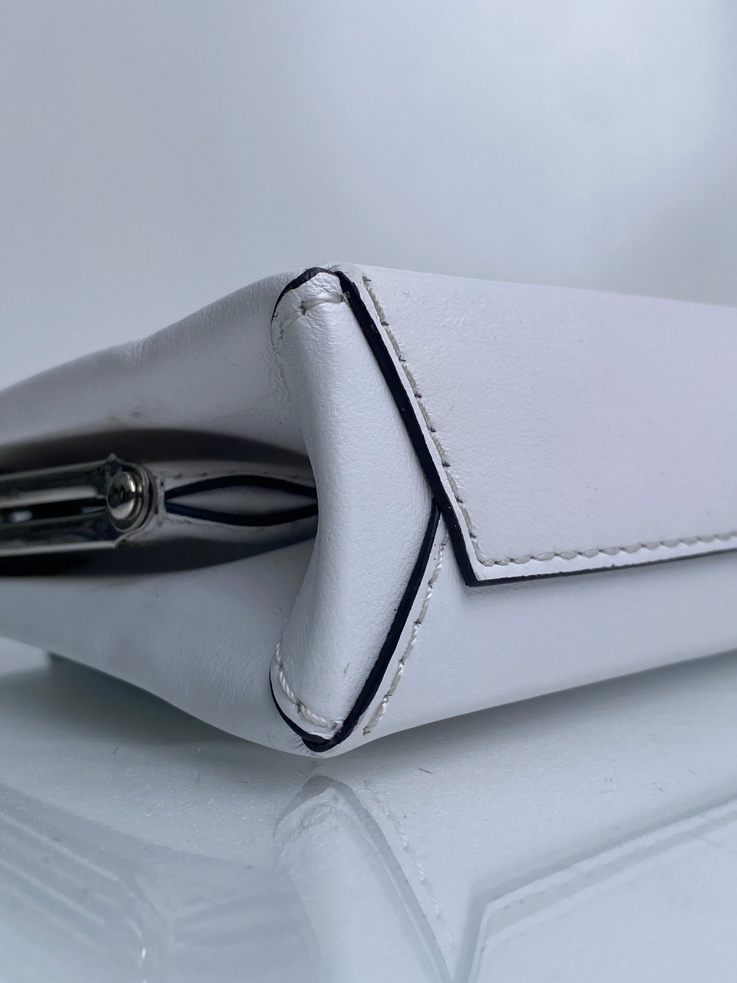 Moschino White & Black Leather Top Handle Small Bag SHW