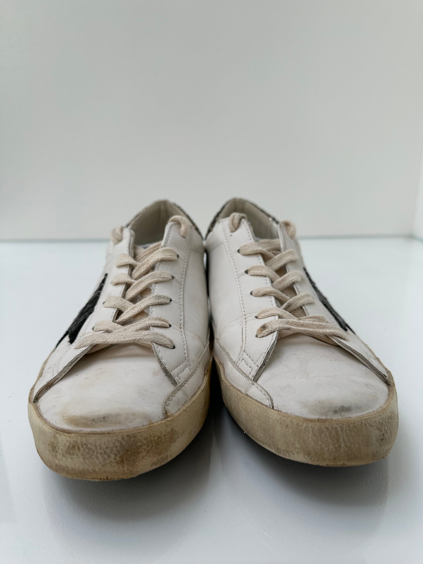 Golden Goose White Leather Superstar Sneakers, 38