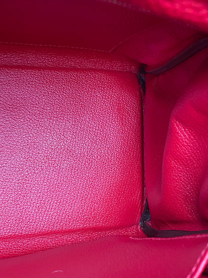 Hermes Kelly 32 Rouge Casaque Togo Retourne PHW w / Canvas Strap #P