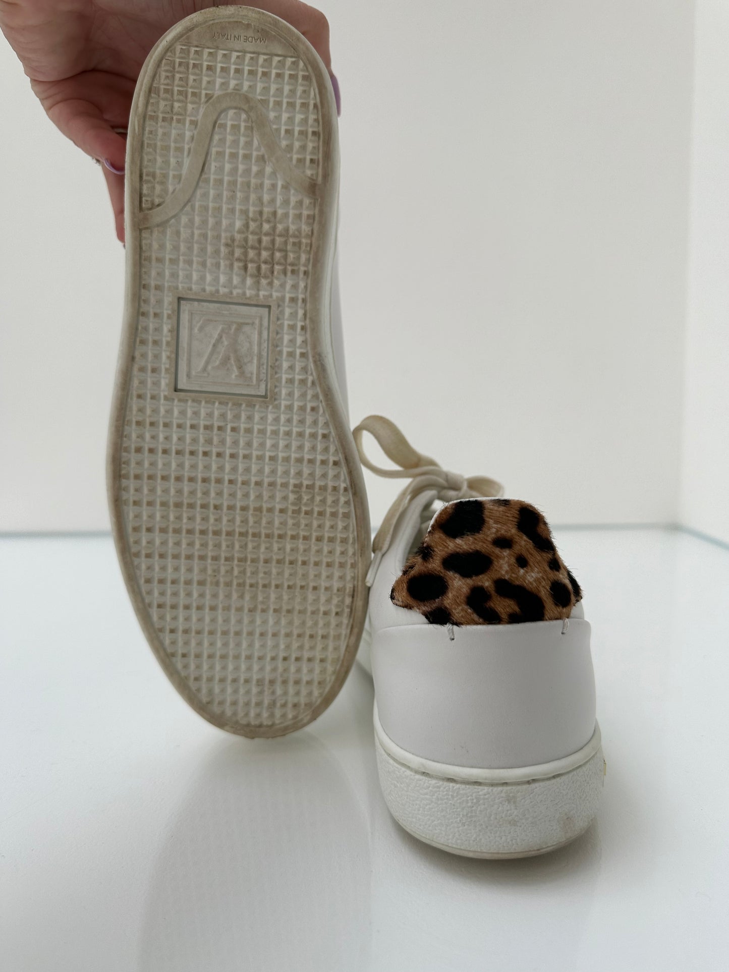 Louis Vuitton White & Cheetah Sneakers, 37